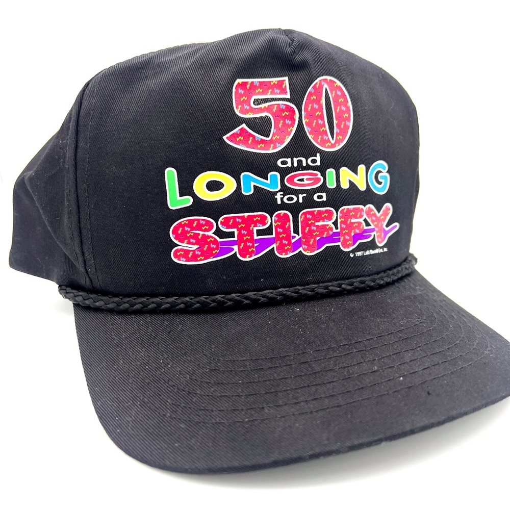 VINTAGE 1997 50 Longing For A Stiffy Funny Hat Laid Back Ent Canvas Cap NEW NWOT